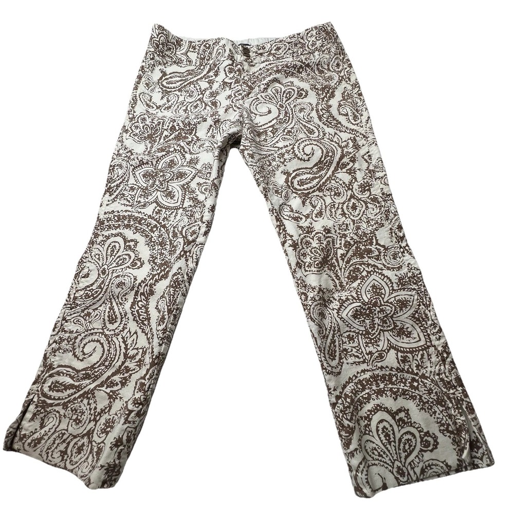 Gap Stretch Women's  Crop Paisley Brown and Off-White Pants Size 8